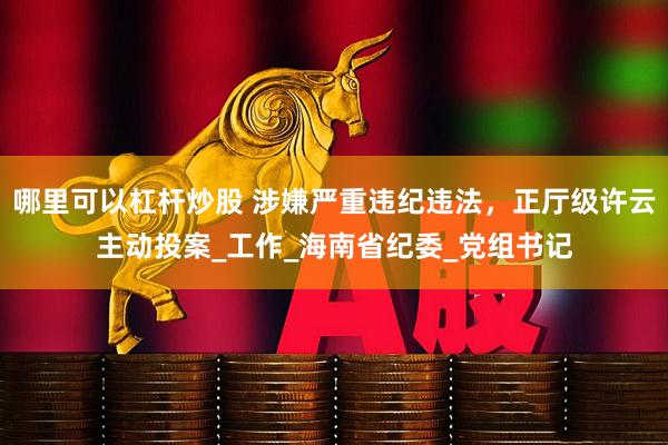 哪里可以杠杆炒股 涉嫌严重违纪违法，正厅级许云主动投案_工作_海南省纪委_党组书记